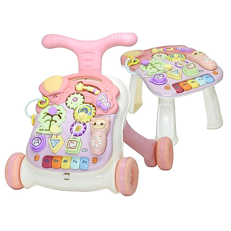 Andador Infantil Didatico Brinquedo Educativo Musical Para Bebe Rosa Menina Primeiros Passos