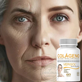 Colágeno Hidrolisado Verisol Premium Original com Vitamina C e Zinco - 60 Cápsulas - Envio Imediato