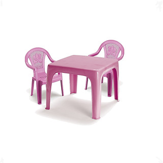 Mesa Infantil Rosa com 2 Cadeiras Poltroninha Kids – Mesinha e Cadeirinhas Infantis para Brincar e Estudar