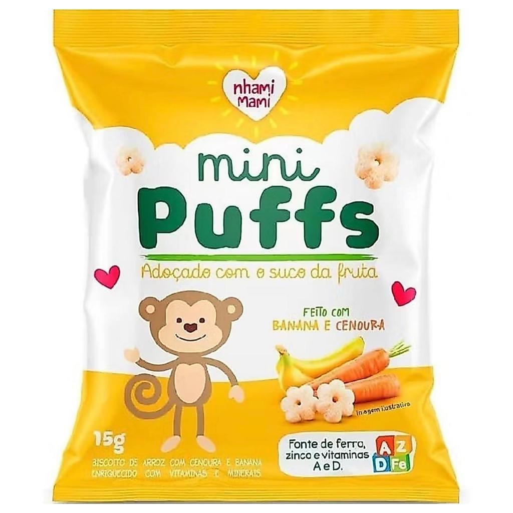 Biscoito Mini Puffs - Banana e Cenoura - 15g Nhami Mami