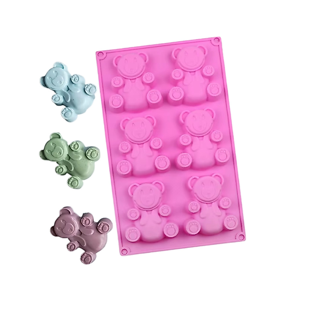 Molde de Silicone Urso Grande 6 Cavidades Forma para Chocolate Sabonete Doce Ursinhos 3D