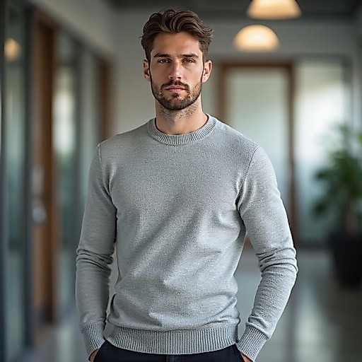 SUETER DE LÃ BLUSA MASCULINA ELEGANTE GOLA REDONDA