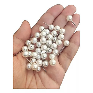 100 Pares de brinco perola 8mm + tarracha de silicone