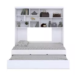 Quarto Infantil Chiara Guarda Roupa Aéreo 2 Portas e Cama com Auxiliar Branco - Phoenix