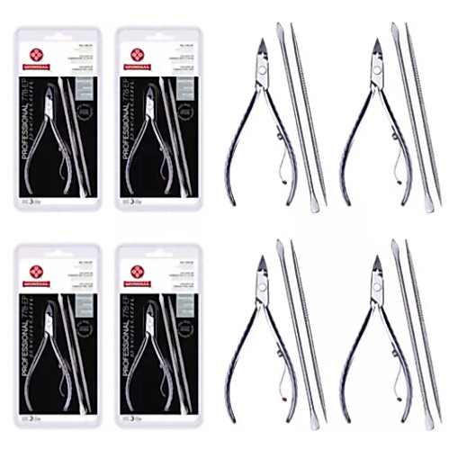 Kit de 4 Alicate Mundial Cutícula 778ep com Espátula e Palito Mundial