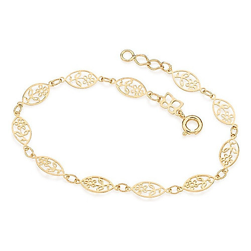 Pulseira Com Flores 551221 Rommanel Cor Dourado Tamanho 19