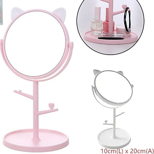 MINI Espelho Mesa Penteadeira Porta Bijuteria Gatinha