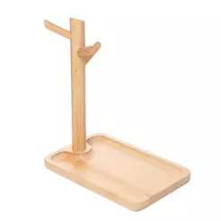 Bandeja Retangular com Suporte 18cm Bambu Lyor para Organização Cosméticos Acessórios Penteadeira Decoração Prática Casa
