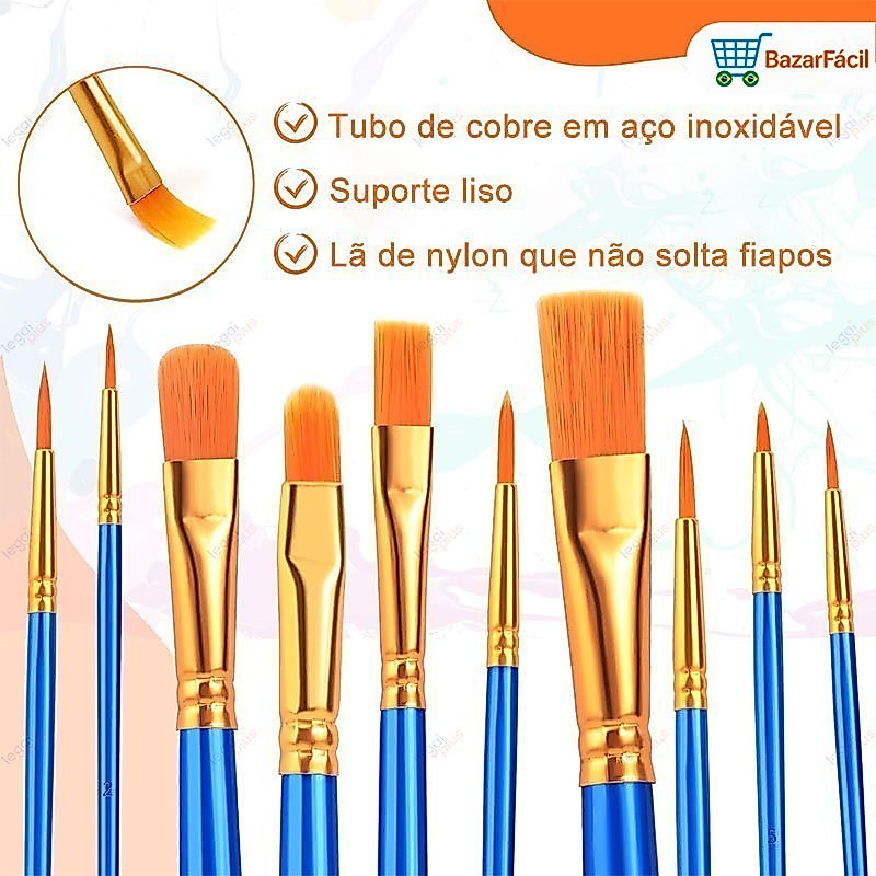 Kit Pincéis de Nylon - Ideal para Aquarela e Pintura em Tecido