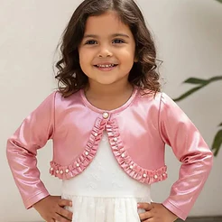 Bolero Infantil Plush Efeito Metalizado de Fluflu Brilho Poliester Festa Bordado 1-3 e 4-10