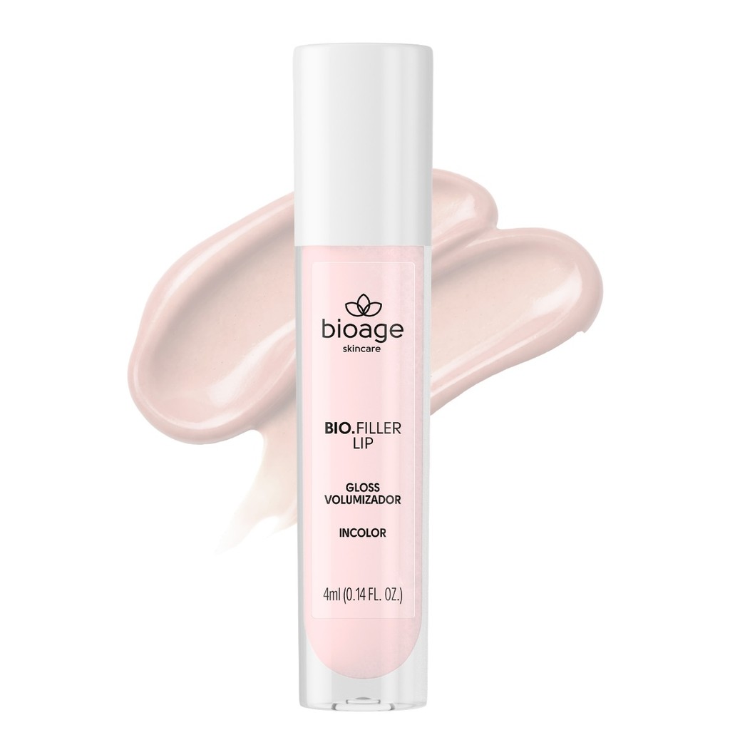 Gloss Labial Incolor Bioage Bio-Filler Lip 4ml - Sérum Volumizador Hidratante Produtos Estéticos Faciais