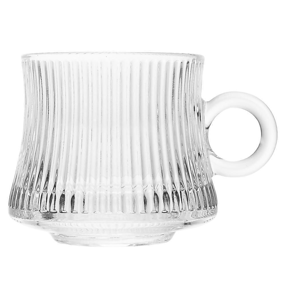Xícara de Vidro Lyor Lines 160ml Para Café Chás Bebidas Quentes Uso Diário Mesa Posta Design Elegante Compacta e Prática
