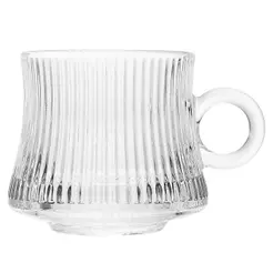 Xícara de Vidro Lyor Lines 160ml Para Café Chás Bebidas Quentes Uso Diário Mesa Posta Design Elegante Compacta e Prática