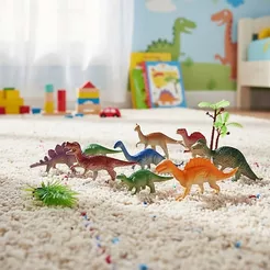 Conjunto Miniaturas Dinossauros e Animais Sortidos em Plástico Resistente Educativo Infantil