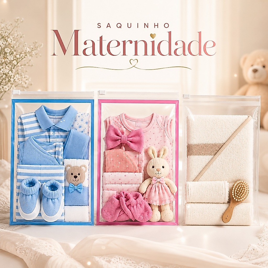 Kit Saquinhos Maternidade Multiuso Com Zíper Organizador Nécessaire Envelope impermeável