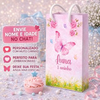 KIT sacolinha P Jardim borboletas  personalizadas lembrancinha aniversário
