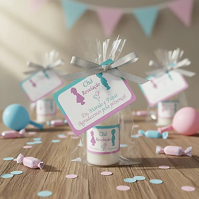 25 Lembrancinha Mini Hidratante Chá Revelação Ursinhos Elefantinhos