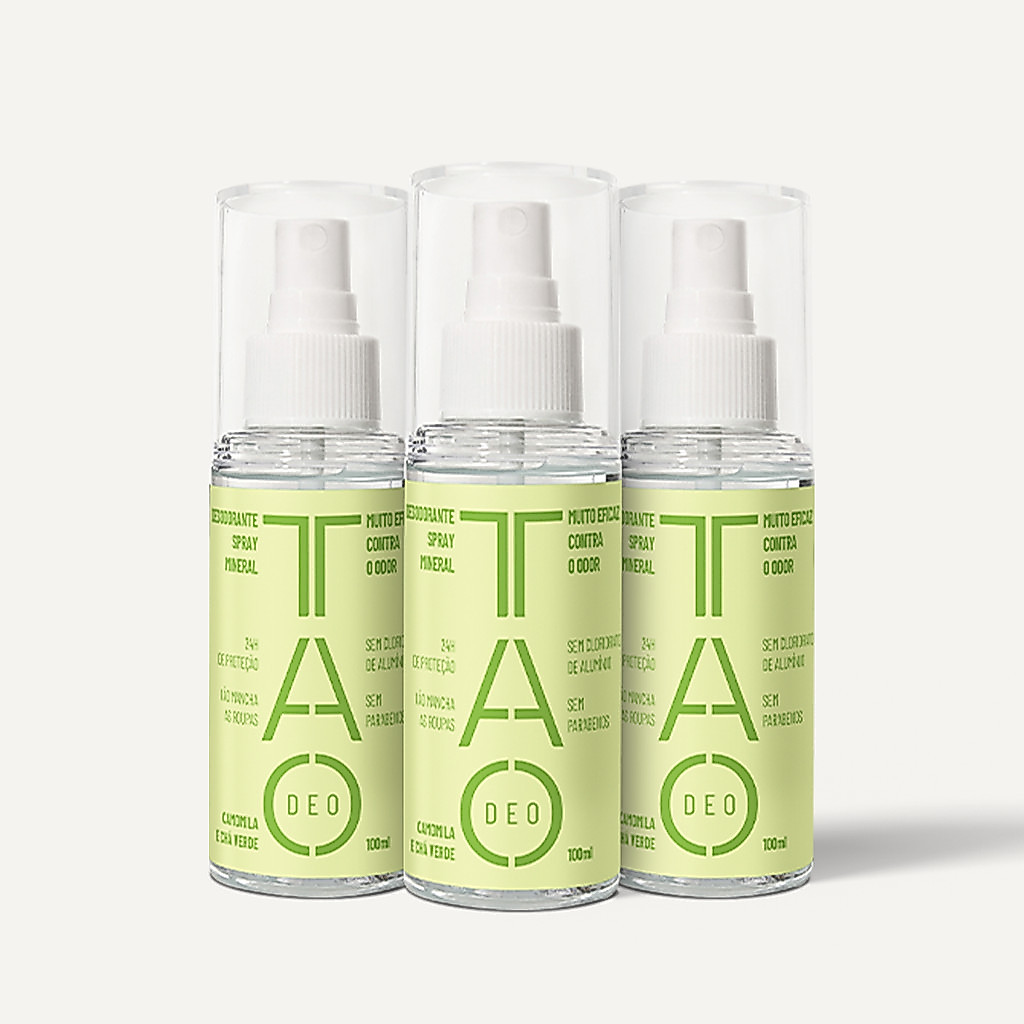 Kit com 3 Desodorante Natural Spray 100ml Camomila & Chá Verde Vegano