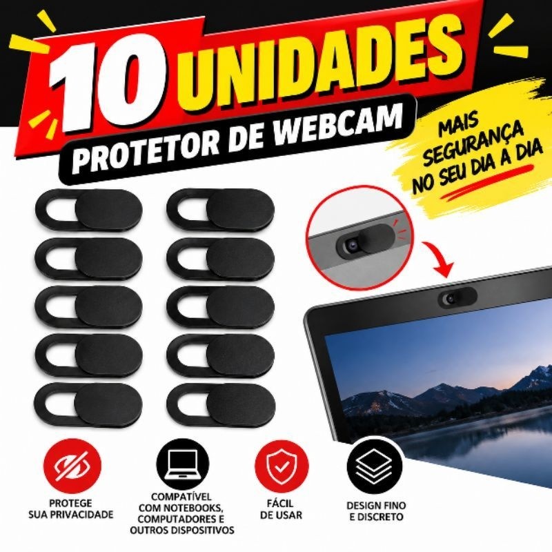 Kit 10 Protetores de Webcam Deslizantes para Notebook Celular Tablet | Tampa Câmera Privacidade | Anti Espião gadget