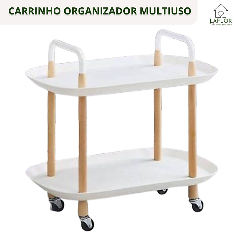 Carrinho Organizador Multiuso Com Rodinhas Banheiro Lavanderia 2 Prateleiras