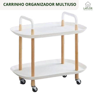 Carrinho Organizador Multiuso Com Rodinhas Banheiro Lavanderia 2 Prateleiras