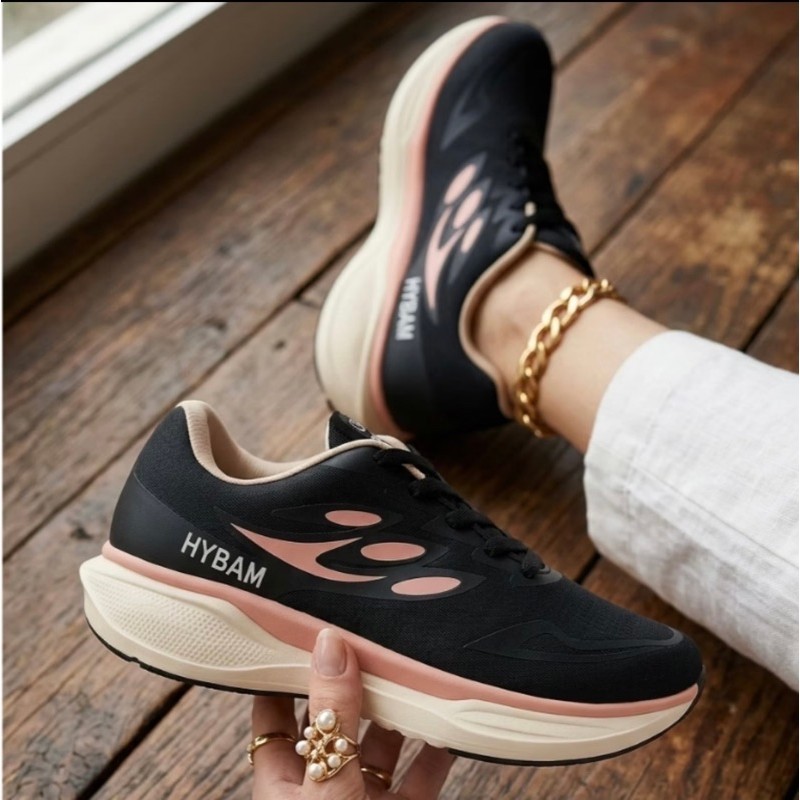 Tênis feminino Hybam casual confortável caminhada academia fitness treino leve e macio