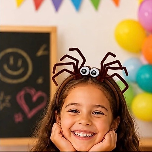 Tiara Maluca Aranha | Unidade, Cores Sortidas, Cabelo Maluco, Arquinho, Escola, Infantil, Festa Fantasia, Cosplay