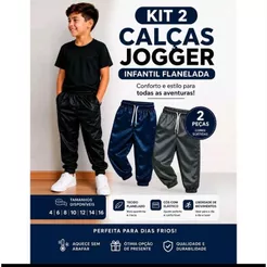 kit com 2 calças infantil flanelada Jogger unissex Confortavel