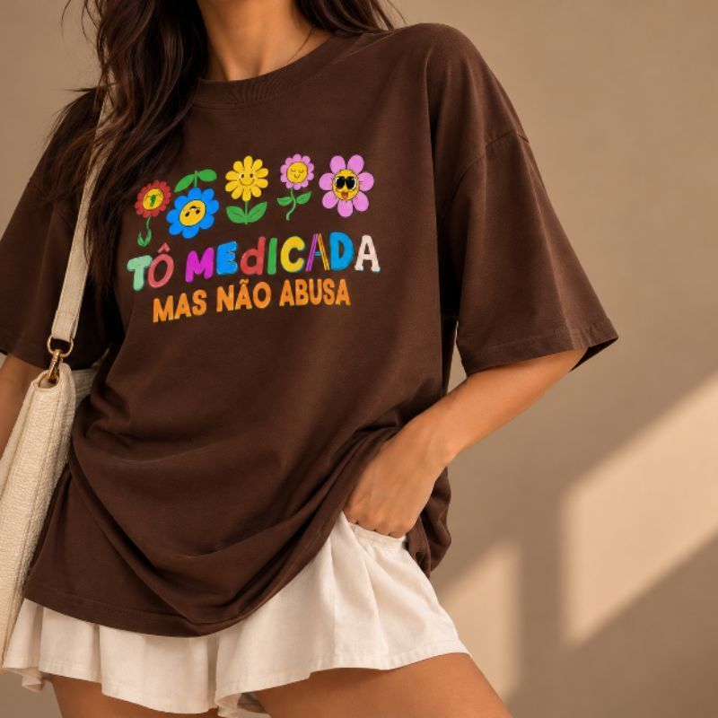 Camiseta Oversized Feminina Estampada  Streetwear Frase Divertida  Algodão Premium Moda Verão Dia a Dia Blusa Soltinha