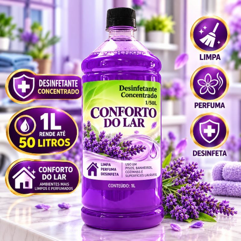 DESINFETANTE CONCENTRADO CONFORTO DO LAR 1 LITRO FAZ 50 LITROS