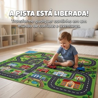 Tapete Infantil Menino Pista de Corrida Atividade Interativa Bebê Criança