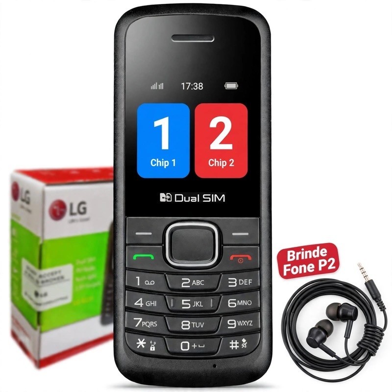 Celular Simples LG B220 2G Dual Chip Rádio FM Lanterna Antena Rural + Fone Ouvido Grátis
