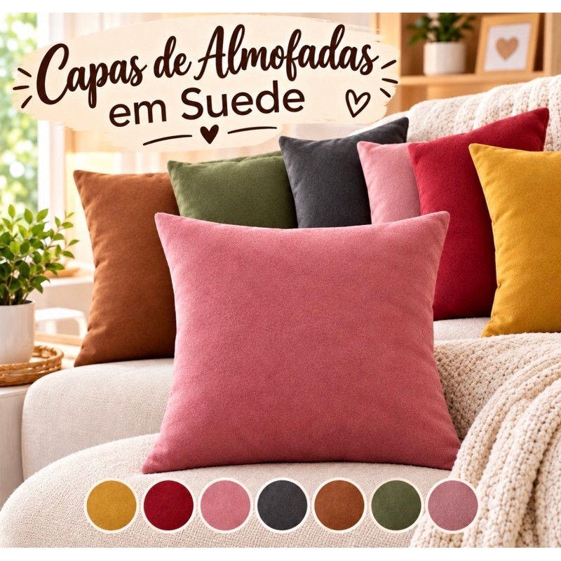 Capas de Almofada 45X45cm em Suede Lisas