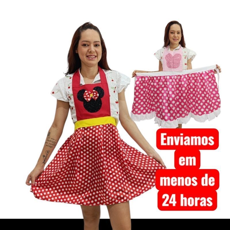 fantasia da minnie mouse personagem adulto, avental para professora, avental tematico,