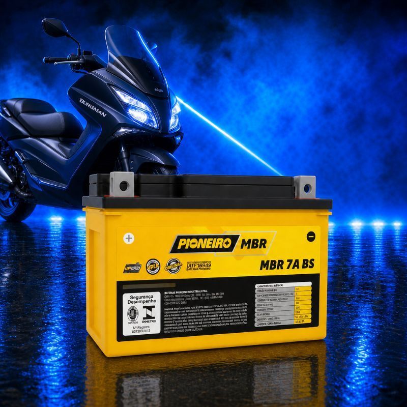Bateria Moto Pioneiro Burgman Haojue Lindy 7ah Mbr7a-bs