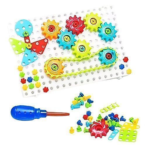 Kit Brinquedo Educativo Infantil Montagem Engrenagens 98 Pecas Desenvolve Creatividade Habilidade Motor