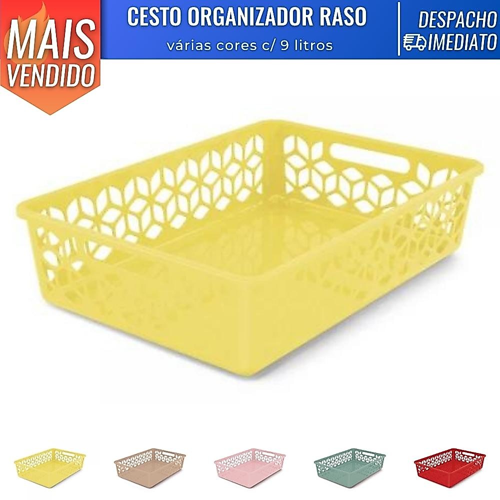 Cesto Organizador Raso Multiuso Gaveta Armário Plástico 9 L S/ Tampa