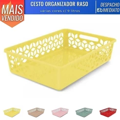 Cesto Organizador Raso Multiuso Gaveta Armário Plástico 9 L S/ Tampa