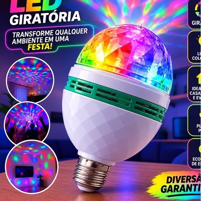 Lâmpada Giratória Led RGB Colorida