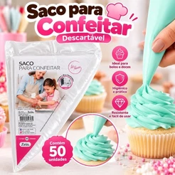 Saco De Confeitar Descartável 50 Unidades Manga Para Confeiteiro