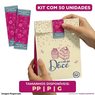 Kit Saco kraft SOS Delivery + Lacre Segurança Tamanhos PP, P ou G Tema Doce Bolos Cookies C/ 50 unds em Oferta na Shopee