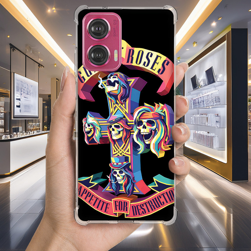 Capa Capinha MOTO G50 G42 G41 G35 G34 G32 G31 G24 G23 Anti-impacto Personalizada rock GUNS ROSES (4232)