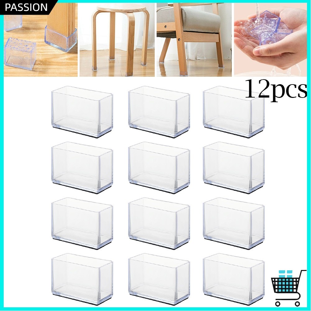 12 Peças Conjunto Retangular De Silicone Antiderrapante Para Pés De Cadeira