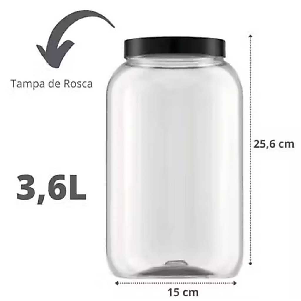 Kit COM 02(DOIS) Potes de vidro com tampa plástica 3 Lts Palmito.*ENVIO EM MENOS DE 24 HORAS*