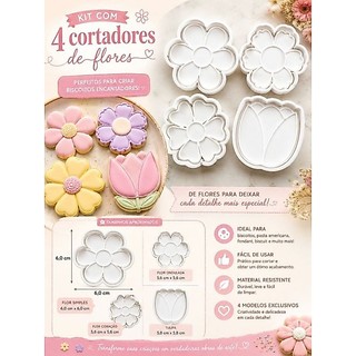 🌸 Cortador de Biscoitos Formato Flor 🌸 Molde para Biscoitos 🌸 Pasta Americana 🌸 Biscoitos e Fondant