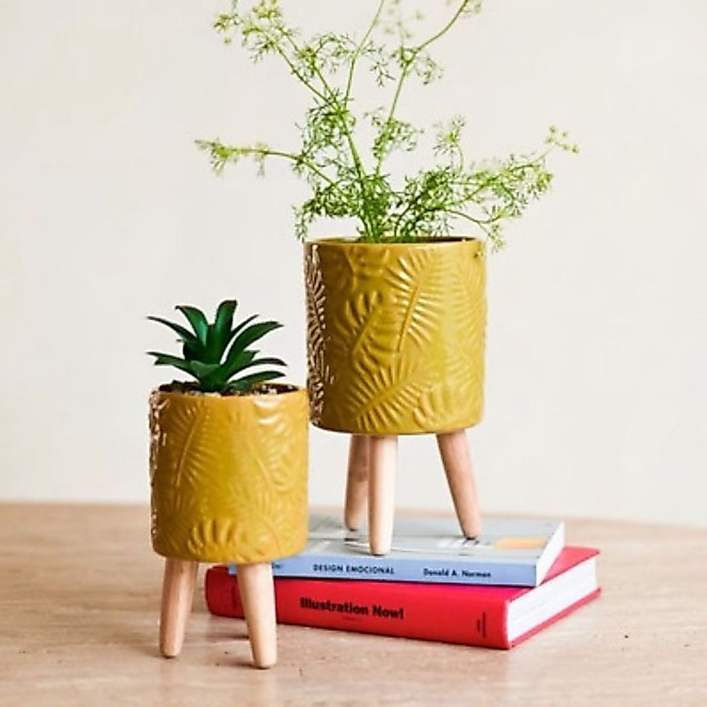 Kit 2 Vasos Cachepot Duplo Com Tripe Utilidades Decoração