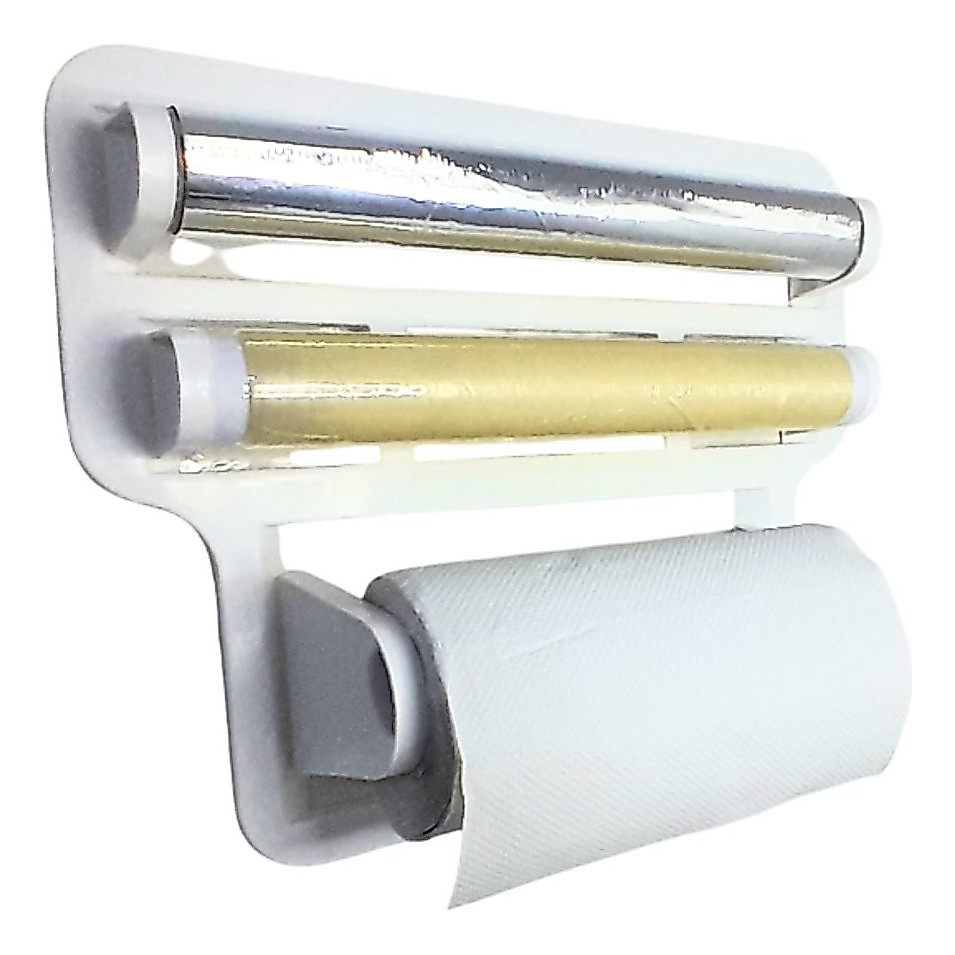 Suporte Para Cozinha 4x1  Papel Toalha Pvc Gancho Utensílios