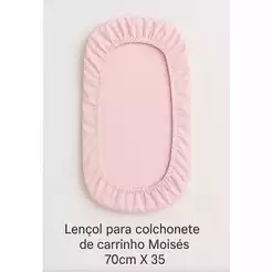 Lençol para colchonete de carrinho moisés na cor rosa bebe 70cm x 35cm
