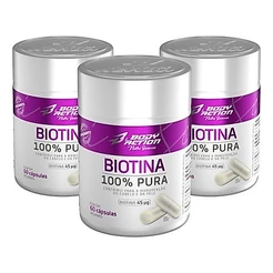 Kit 3x Biotina 100% Pura Total 180 Cápsulas Bodyaction