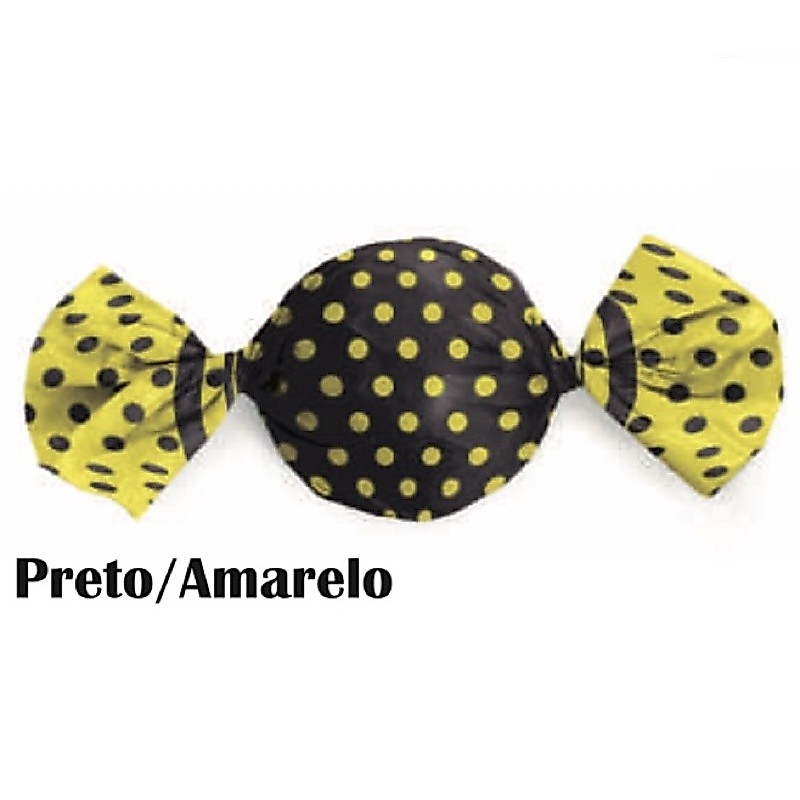 100 embalagem para trufas preto/amarelo poá carber 15,5x14,5